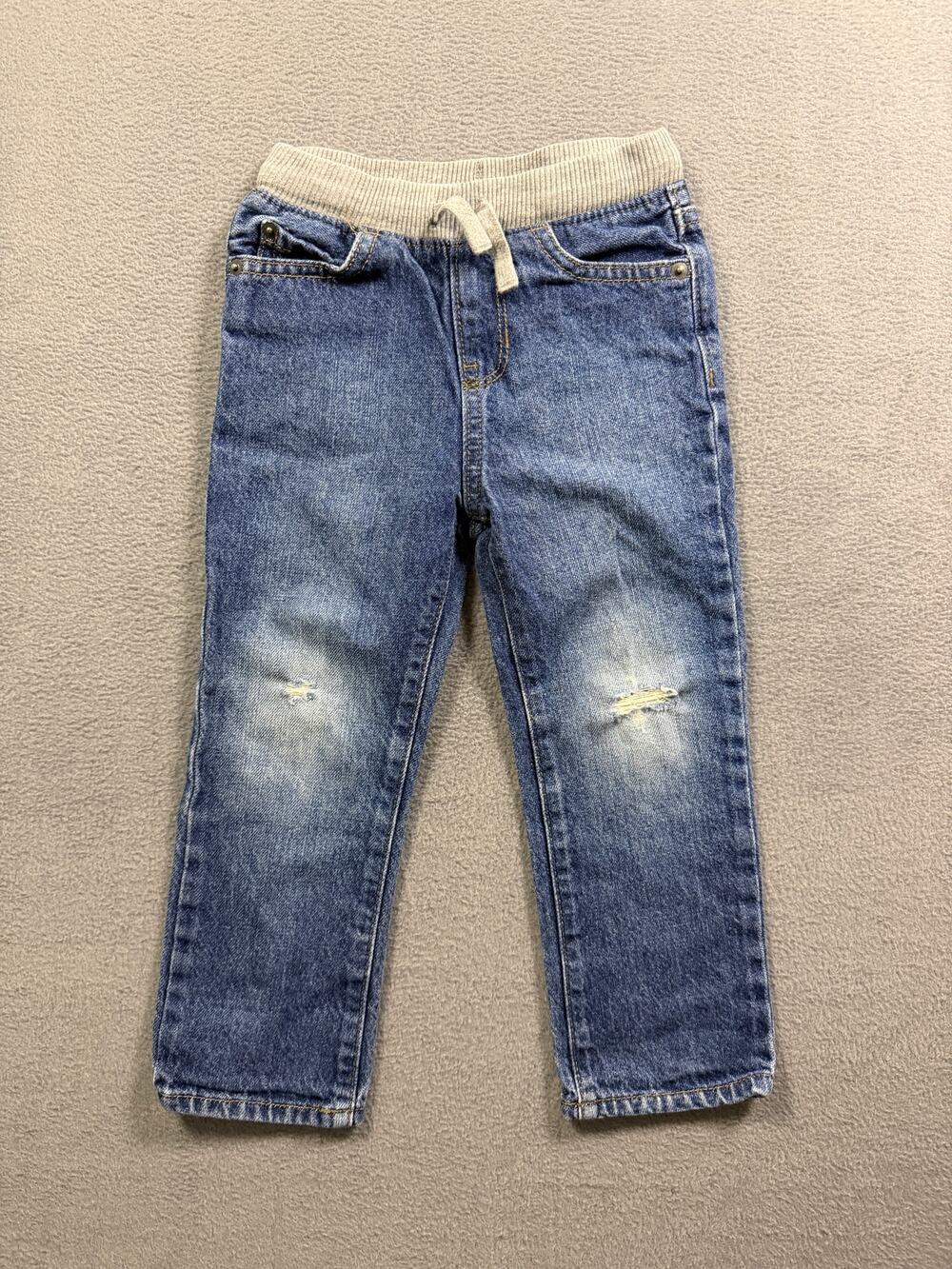 The Children's Place Boys 3T Distressed Denim Jeans Ribbed Elastic Waist